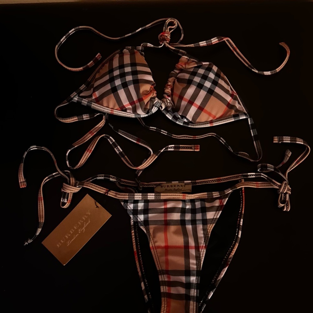 Burberry Plaid Bikini with Red and Black Accents